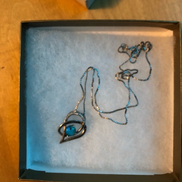 Sterling Silver and Sapphire Necklace - Picture 3 of 3